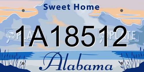 1A18512 Alabama License Plate