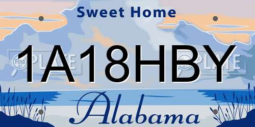 1A18HBY Alabama License Plate