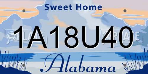 1A18U40 Alabama License Plate