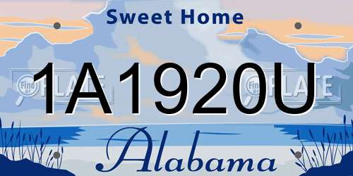 1A1920U Alabama License Plate