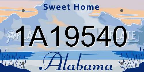 1A19540 Alabama License Plate