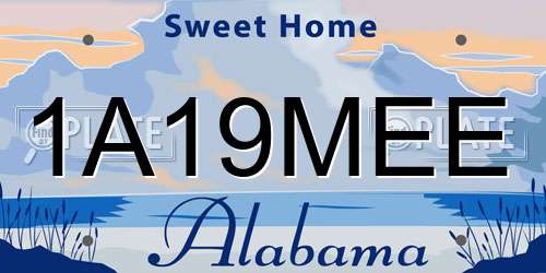 1A19MEE Alabama License Plate