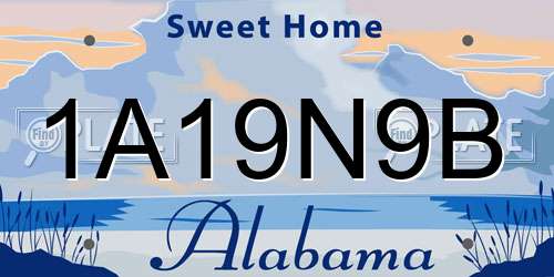 1A19N9B Alabama License Plate