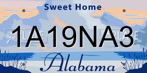 1A19NA3 Alabama License Plate