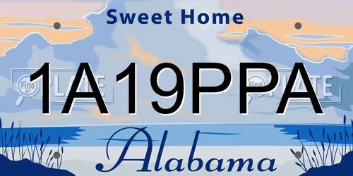 1A19PPA Alabama License Plate