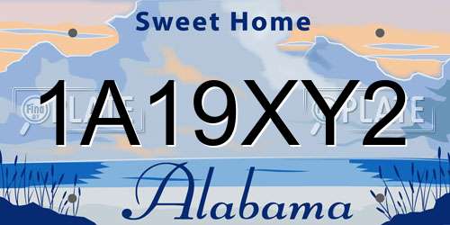 1A19XY2 Alabama License Plate