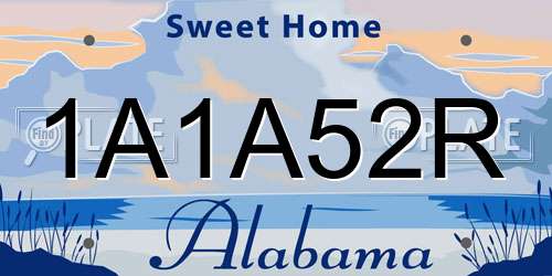 1A1A52R Alabama License Plate