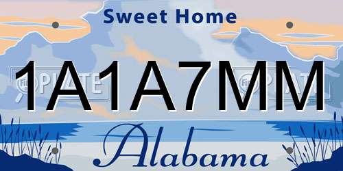 1A1A7MM Alabama License Plate
