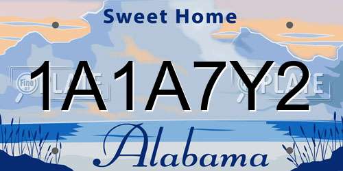 1A1A7Y2 Alabama License Plate
