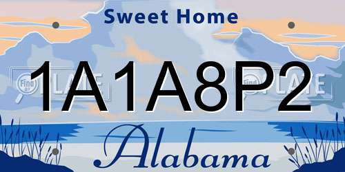 1A1A8P2 Alabama License Plate