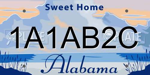 1A1AB2C Alabama License Plate