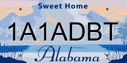 1A1ADBT Alabama License Plate