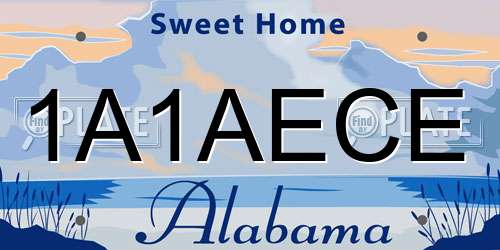 1A1AECE Alabama License Plate