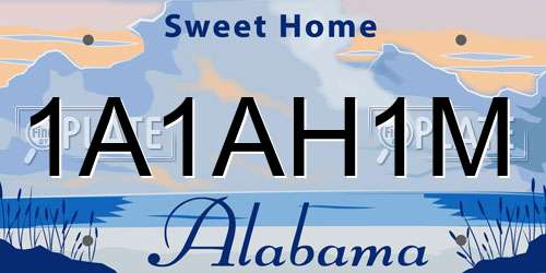 1A1AH1M Alabama License Plate