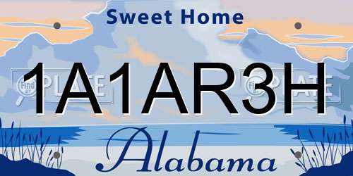 1A1AR3H Alabama License Plate