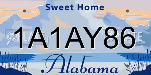 1A1AY86 Alabama License Plate