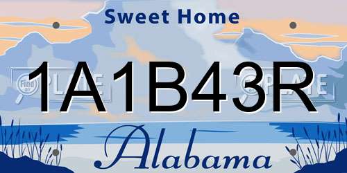 1A1B43R Alabama License Plate