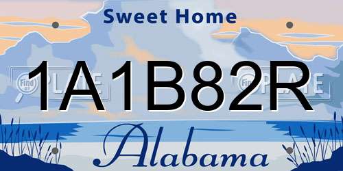 1A1B82R Alabama License Plate