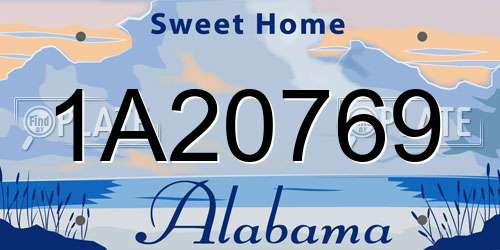 1A20769 Alabama License Plate