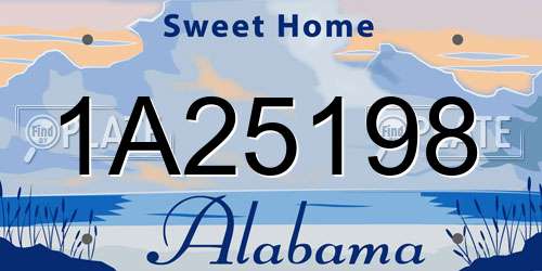 1A25198 Alabama License Plate