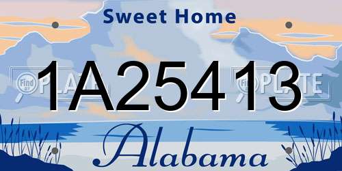 1A25413 Alabama License Plate