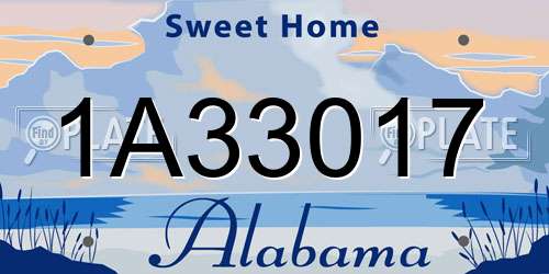 1A33017 Alabama License Plate