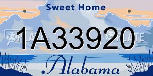1A33920 Alabama License Plate