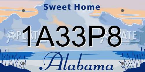 1A33P8 Alabama License Plate