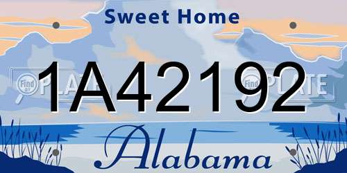 1A42192 Alabama License Plate