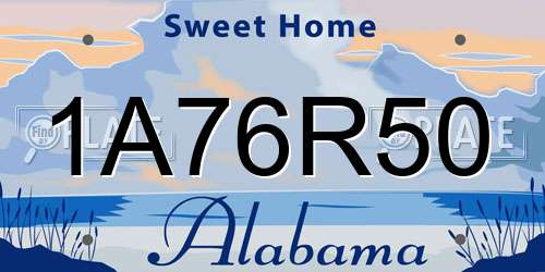 1A76R50 Alabama License Plate