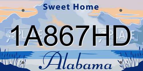 1A867HD Alabama License Plate