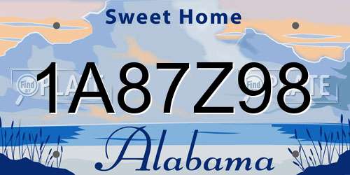 1A87Z98 Alabama License Plate