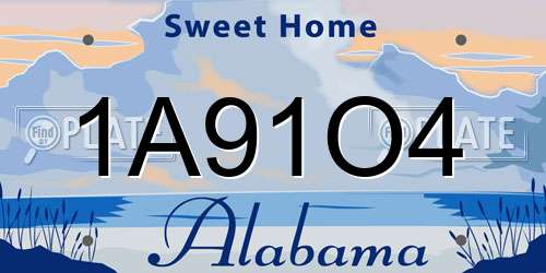 1A91O4 Alabama License Plate