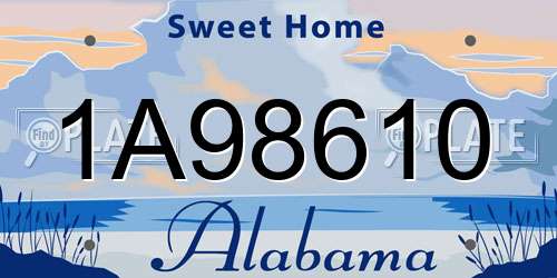 1A98610 Alabama License Plate