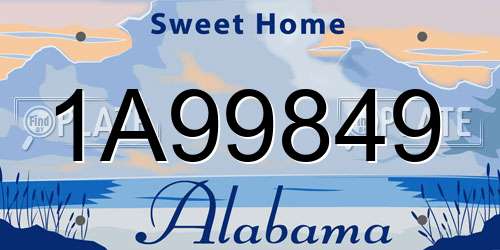 1A99849 Alabama License Plate