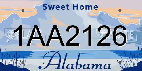 1AA2126 Alabama License Plate