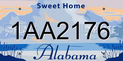 1AA2176 Alabama License Plate