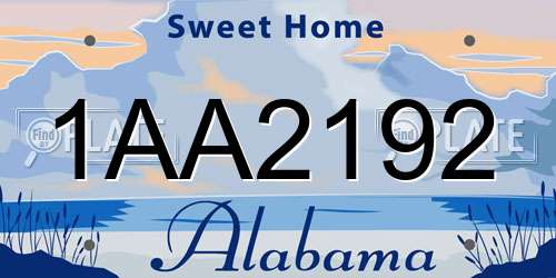 1AA2192 Alabama License Plate