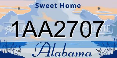1AA2707 Alabama License Plate