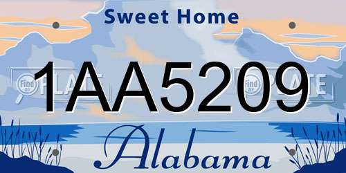 1AA5209 Alabama License Plate