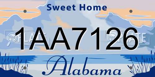 1AA7126 Alabama License Plate