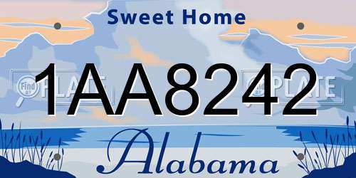 1AA8242 Alabama License Plate