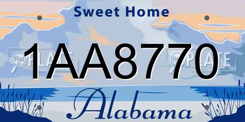 1AA8770 Alabama License Plate