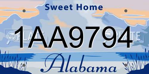 1AA9794 Alabama License Plate
