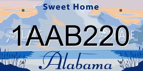 1AAB220 Alabama License Plate