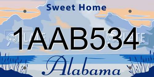 1AAB534 Alabama License Plate