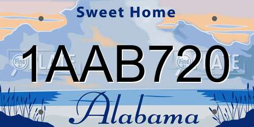 1AAB720 Alabama License Plate