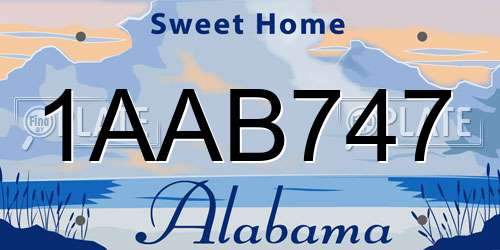 1AAB747 Alabama License Plate