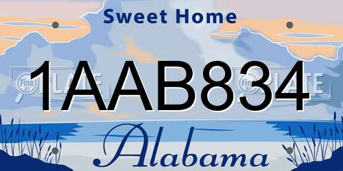 1AAB834 Alabama License Plate