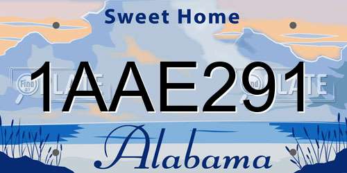 1AAE291 Alabama License Plate